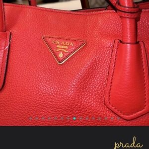 Prada Red Leather Tote Bag